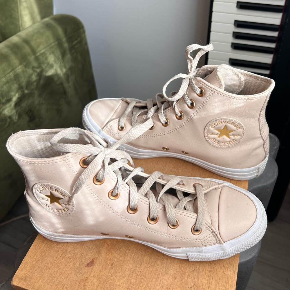 Ivory Chuck Taylor All Star Leather Hi Top Sneakers